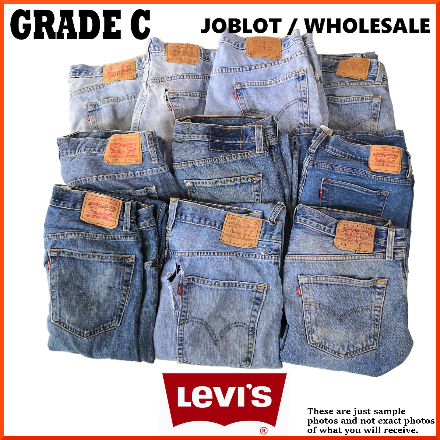 Wholesale / Joblot Levi 501 x10 Grade C Upcycling/Damaged/Distressed Levis