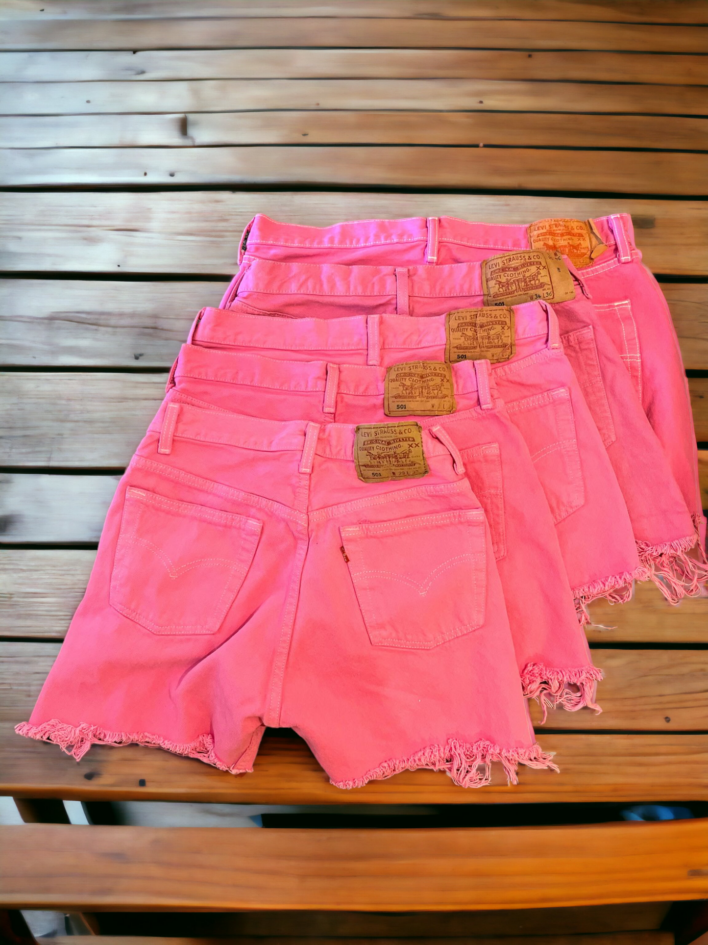 Pink Womens Levis Denim High Waisted Shorts Jeans Hotpants All Sizes Cut Offs - W30 to W41 - UK Sizes 10 to 22