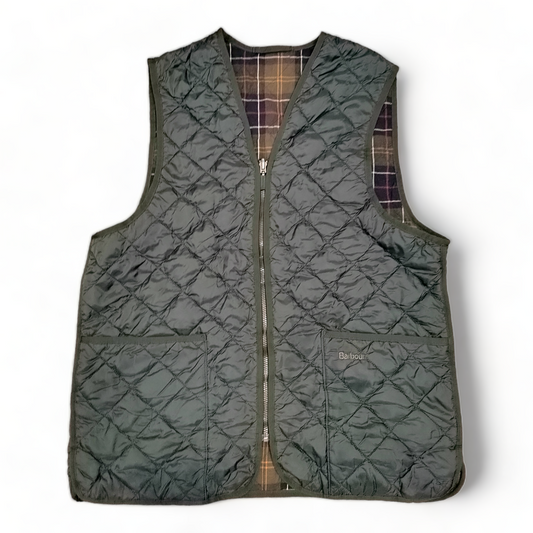 Barbour Quilted Men’s S Small Green Polar Quilt Gilet Waistcoat Zip up