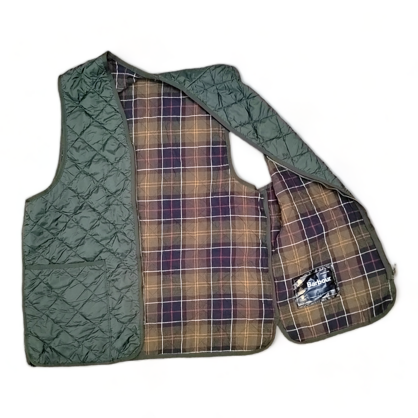 Barbour Quilted Men’s S Small Green Polar Quilt Gilet Waistcoat Zip up