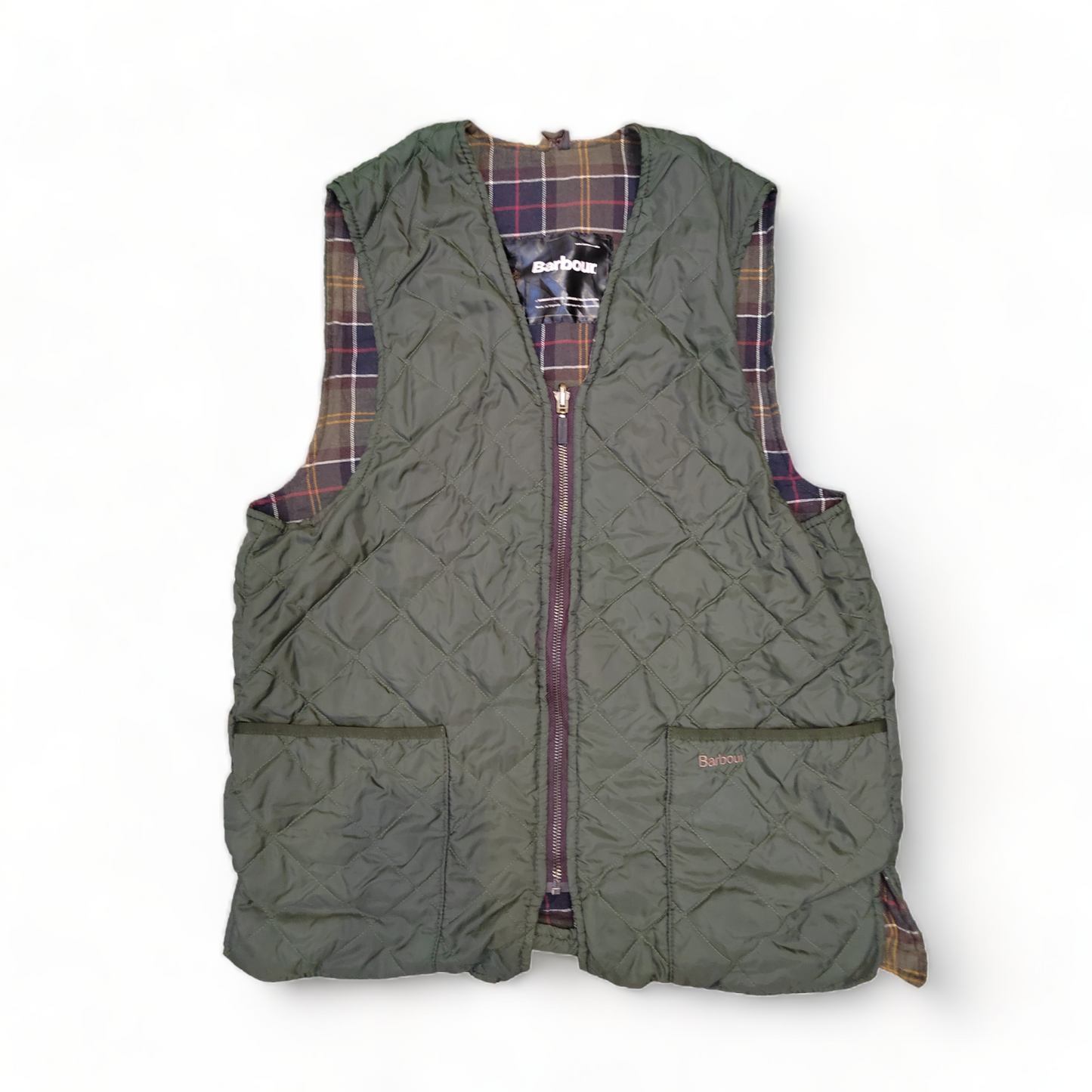 Barbour Quilted Men’s S Small Green Polar Quilt Gilet Waistcoat Zip up