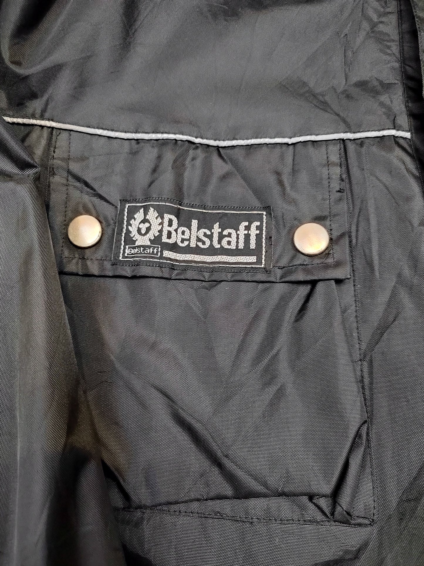 Men's Belstaff Liner Jacket Black Lining Snap Button Lightweight (L) Large – Broken Zip