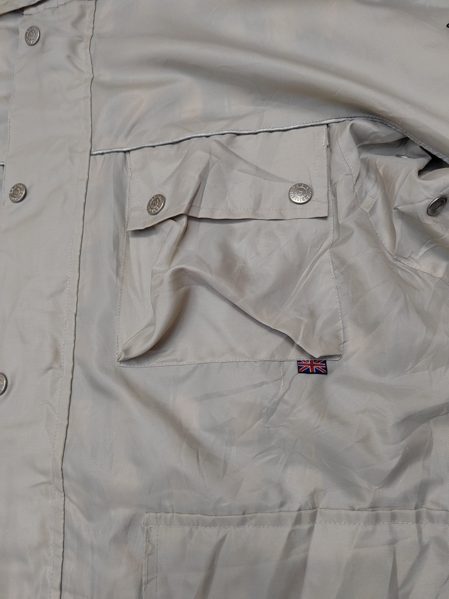 Belstaff Liner Jacket Mens Beige Large Lining Snap Button Lightweight (L)