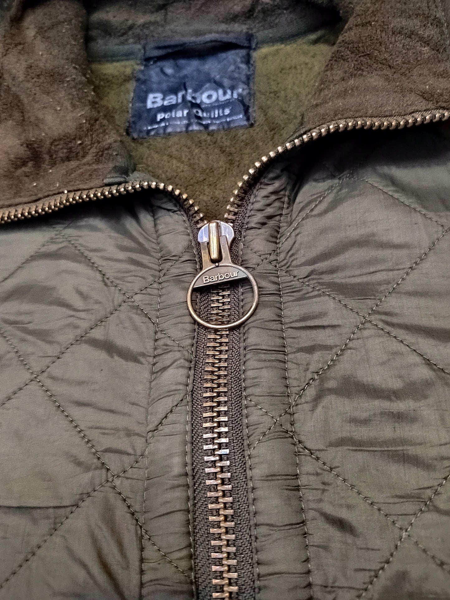 Barbour Mens Jacket XL Green Polar Quilts Coat Extra Large