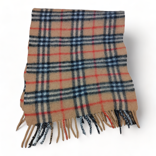 Burberry Scarf Cashmere / Wool Nova Check Beige Made In England