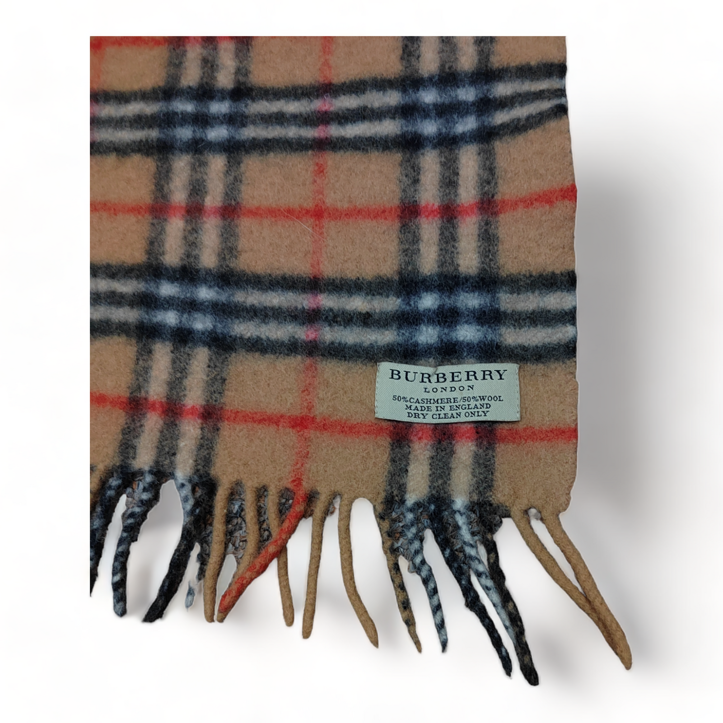 Burberry Scarf Cashmere / Wool Nova Check Beige Made In England