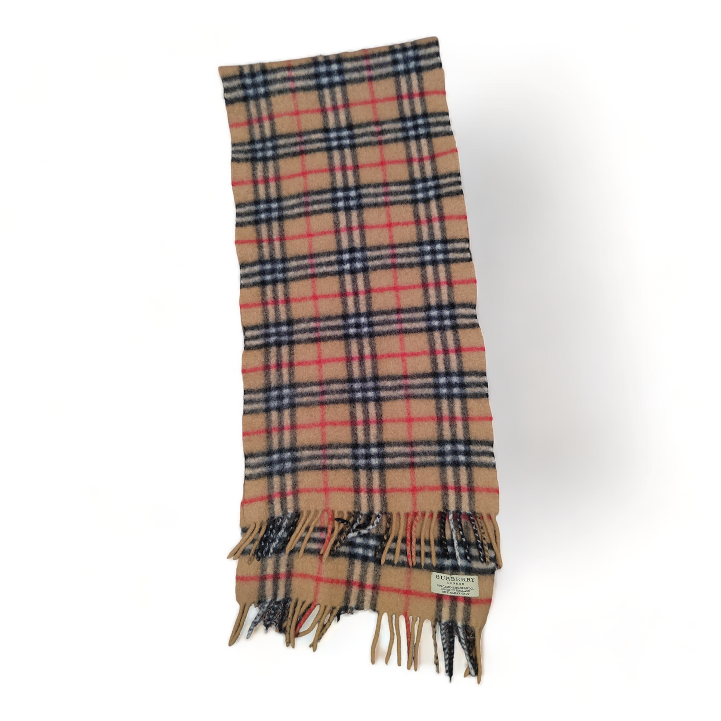 Burberry Scarf Cashmere / Wool Nova Check Beige Made In England