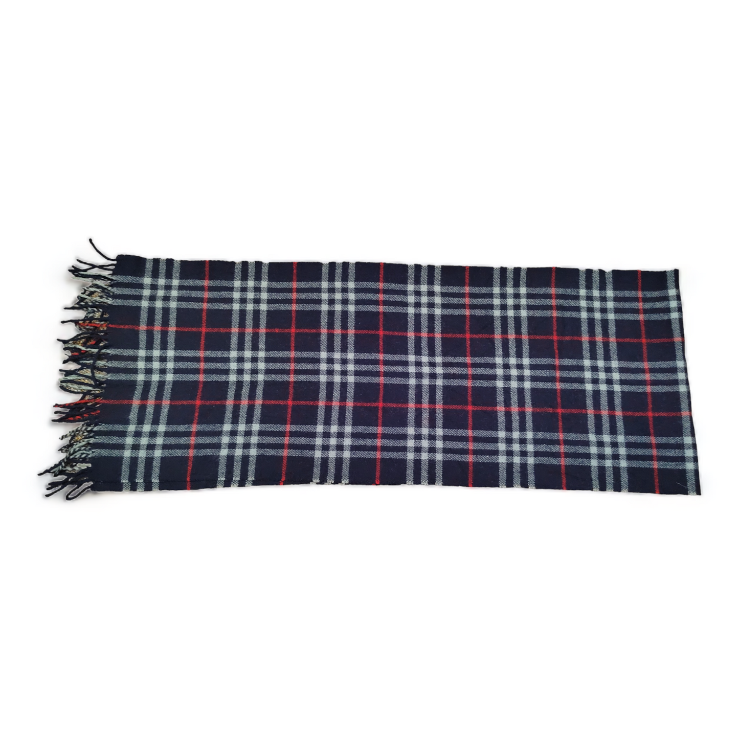 Burberry Scarf 100% Cashmere Blue & Red Nova Check Scarf Made in England