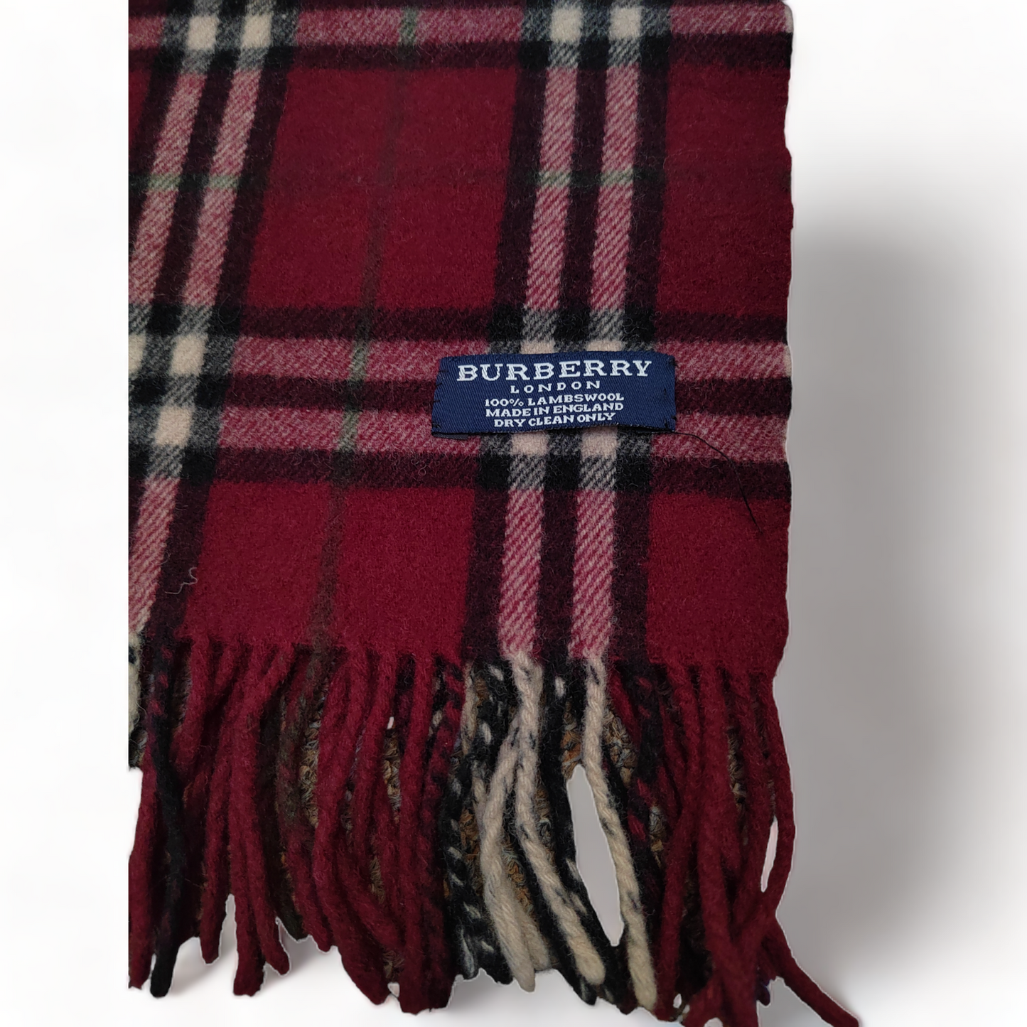 Burberry Of London 100% Cashmere Red Nova Check Scarf 90’s Vintage Made In England