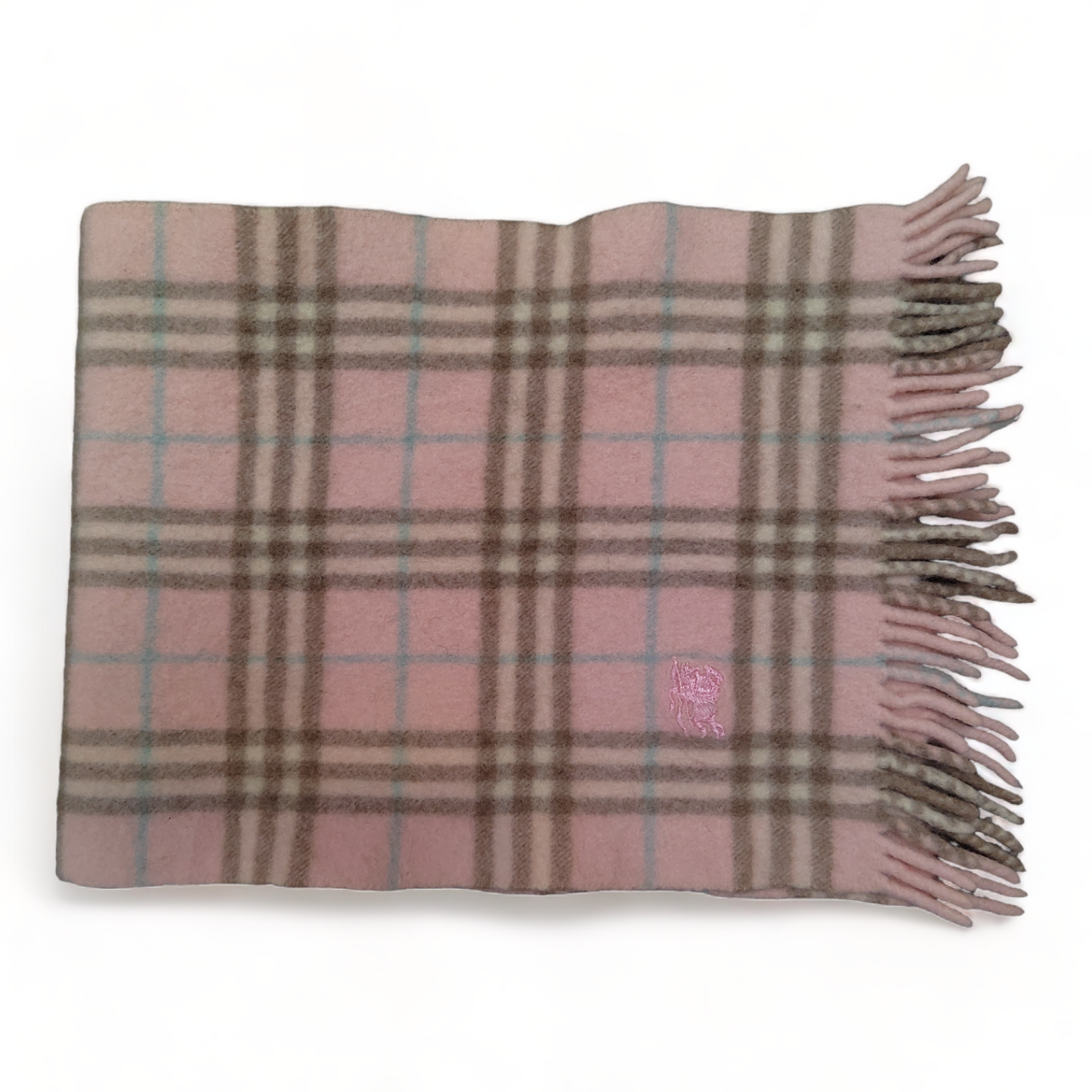 Burberry Women's Scarf Pink Striped 100% Lambs Wool Rectangle Scarf Made In England