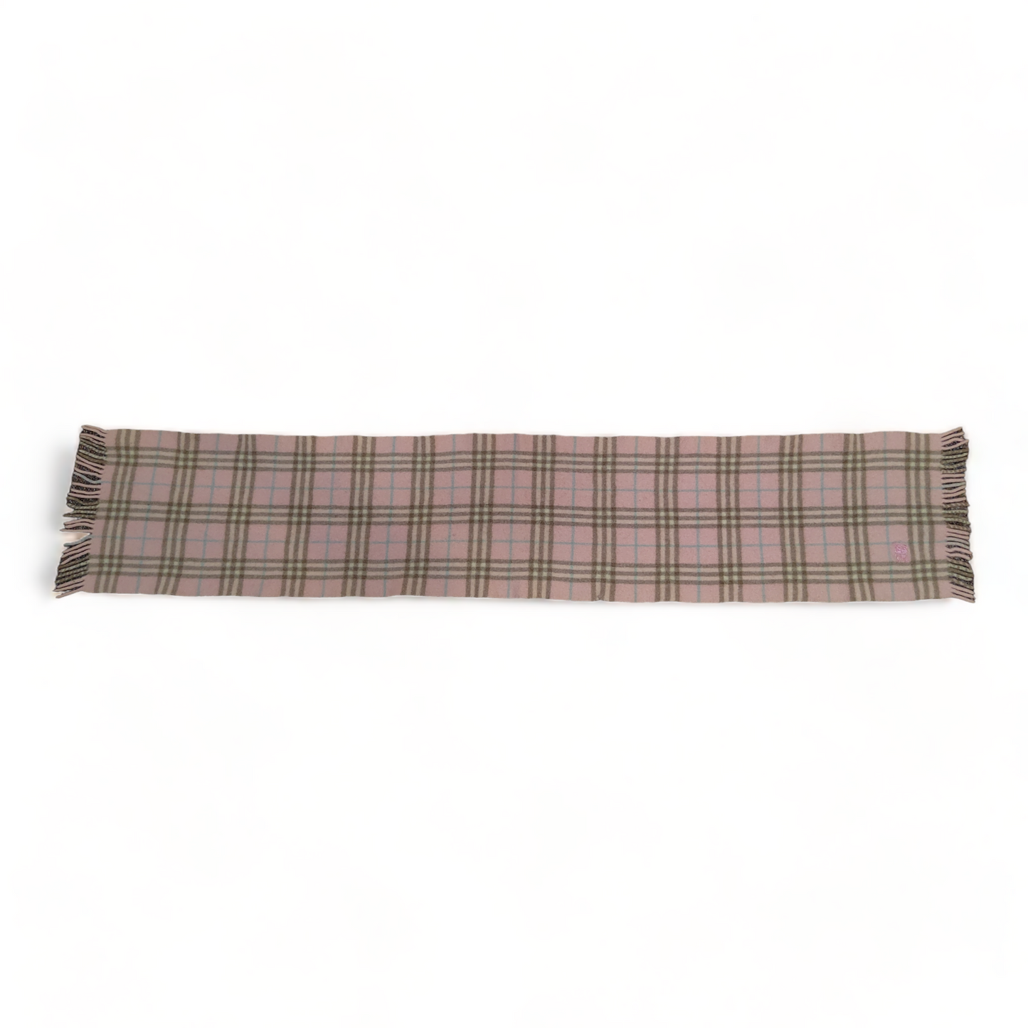 Burberry Women's Scarf Pink Striped 100% Lambs Wool Rectangle Scarf Made In England