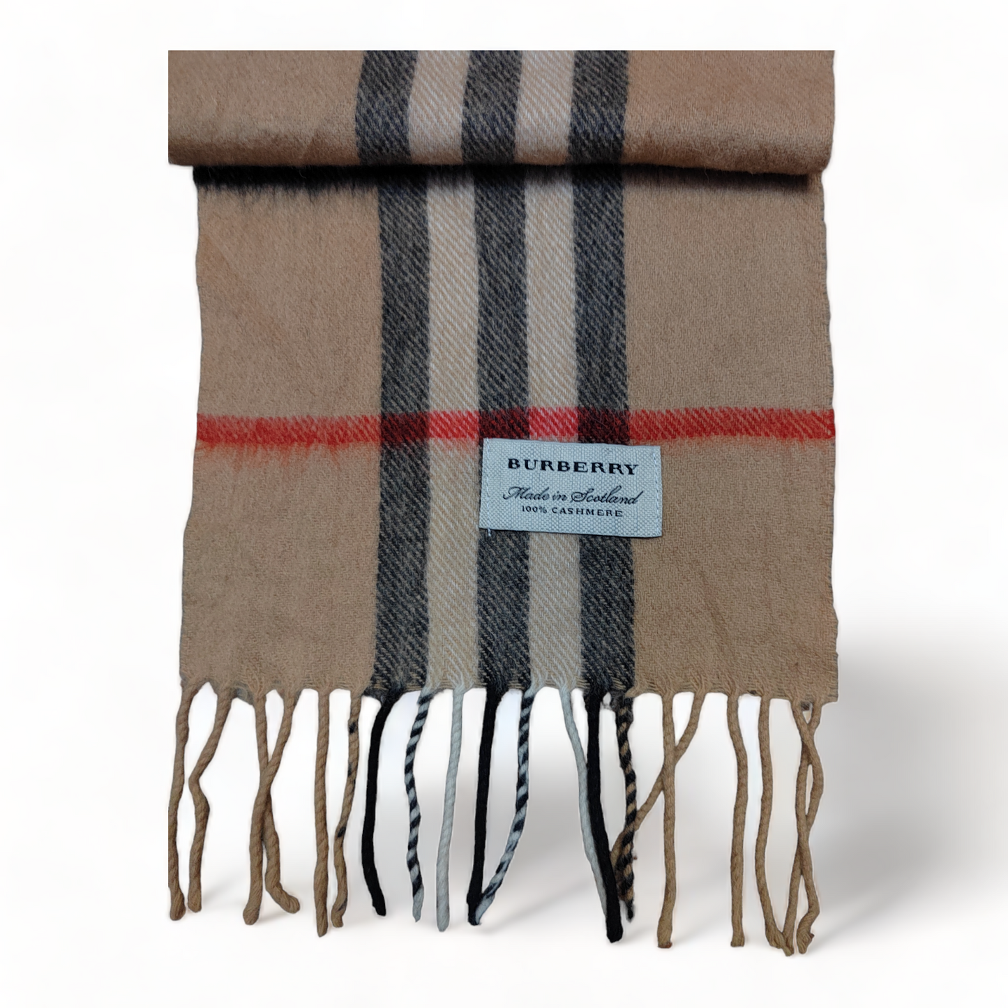 Burberry Scarf 100% Cashmere Nova Check Beige Made In Scotland