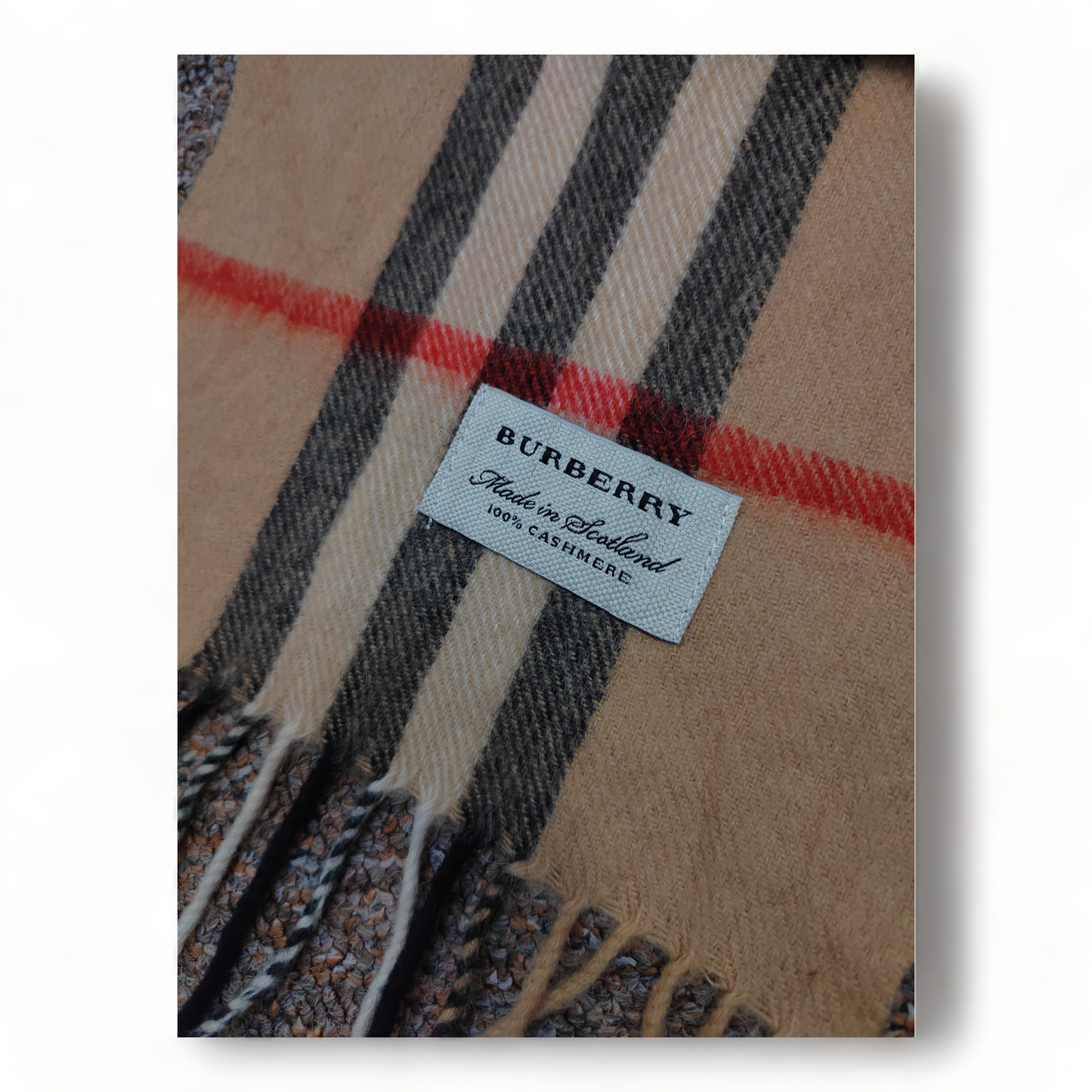 Burberry Scarf 100% Cashmere Nova Check Beige Made In Scotland