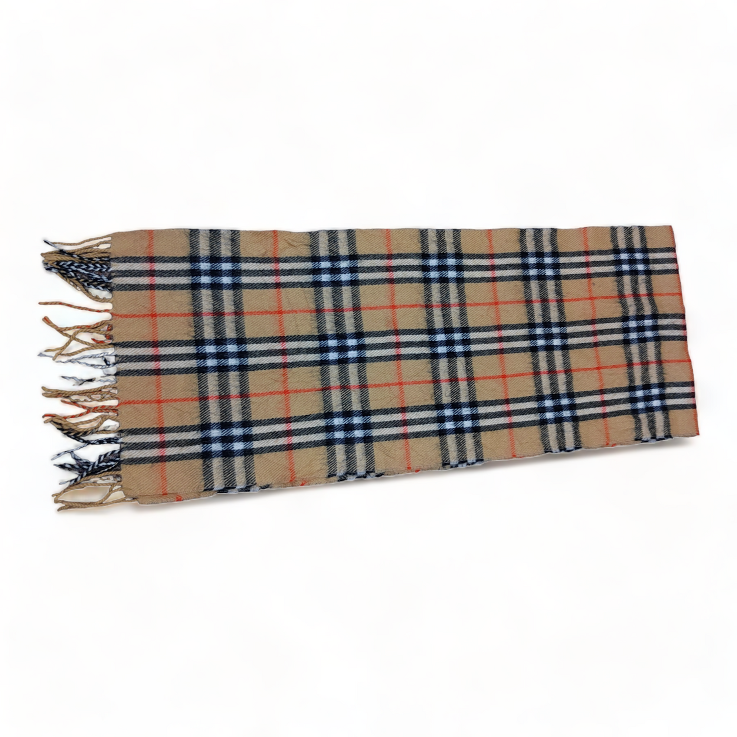 Burberry Scarf 100% Lambs Wool Nova Check Beige Made In England