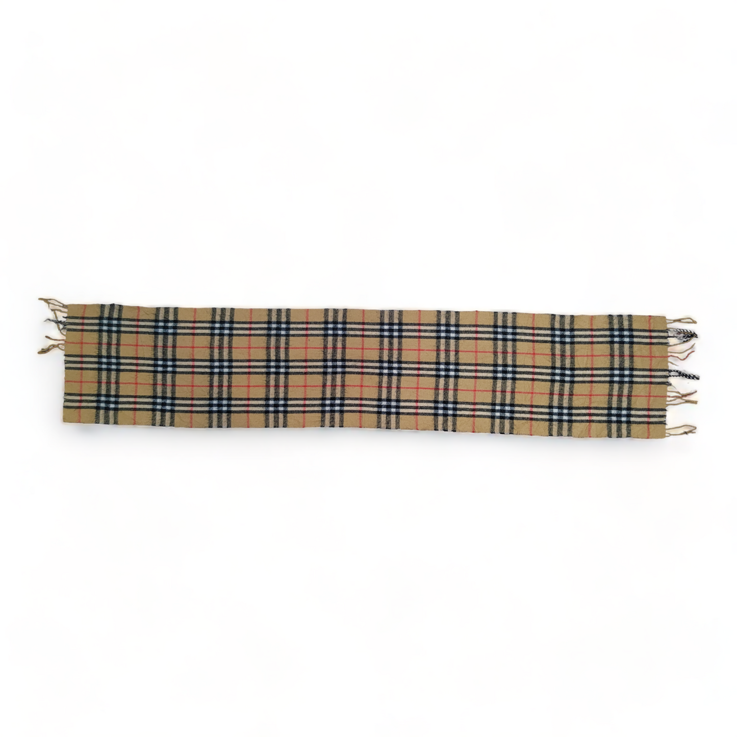 Burberry Scarf 100% Lambs Wool Nova Check Beige Made In England