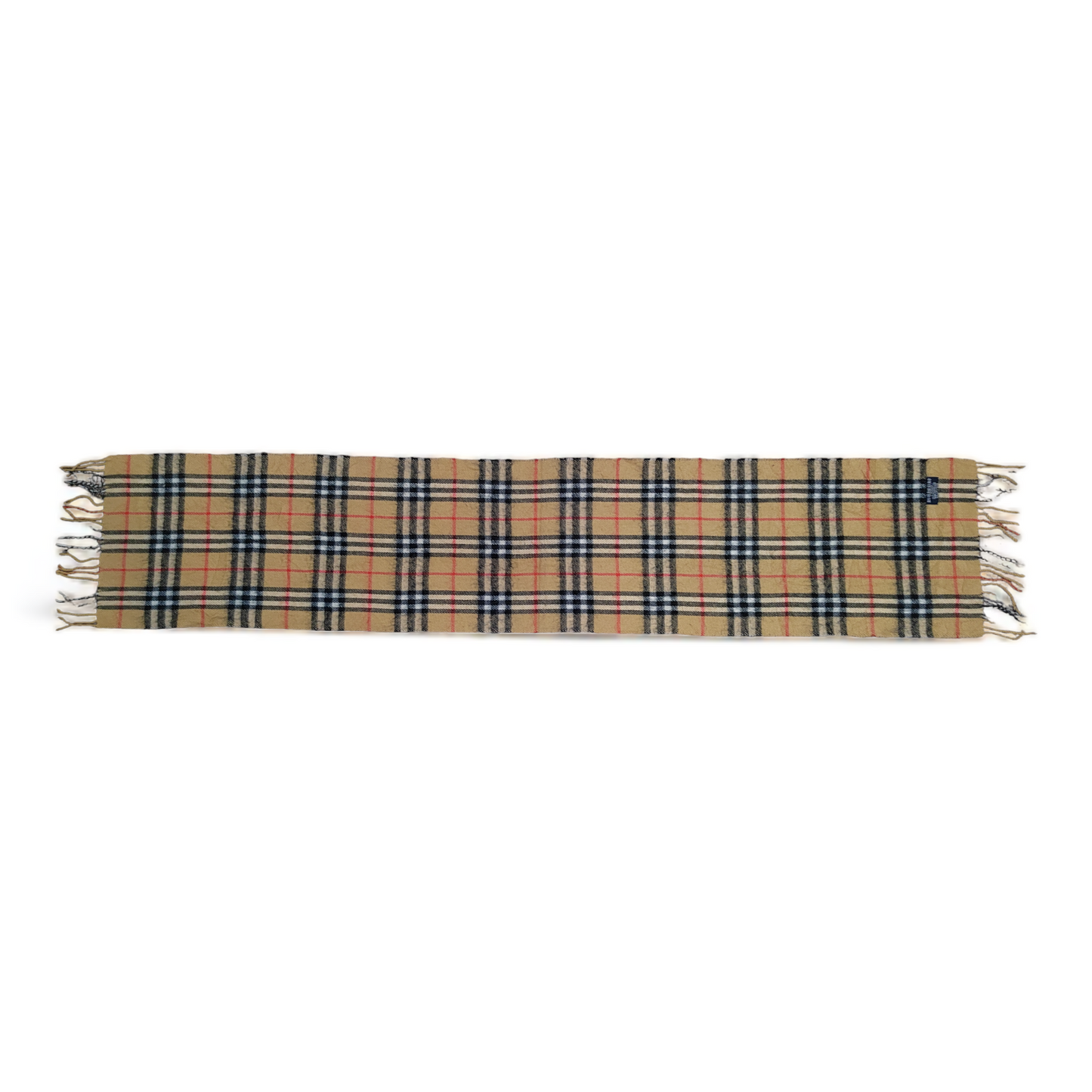 Burberry Scarf 100% Lambs Wool Nova Check Beige Made In England