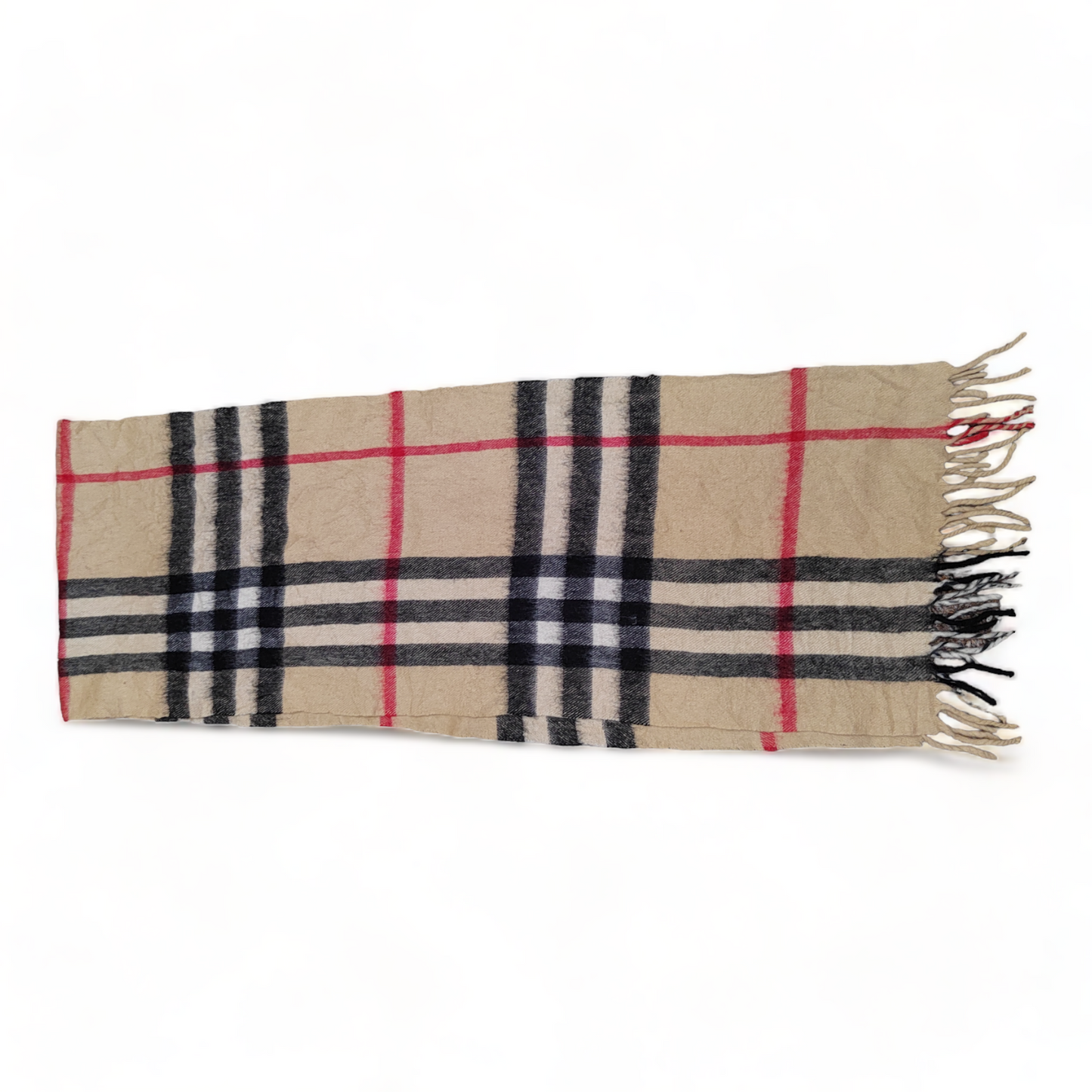 Burberry Scarf 100% Cashmere Nova Check Beige Made In Scotland