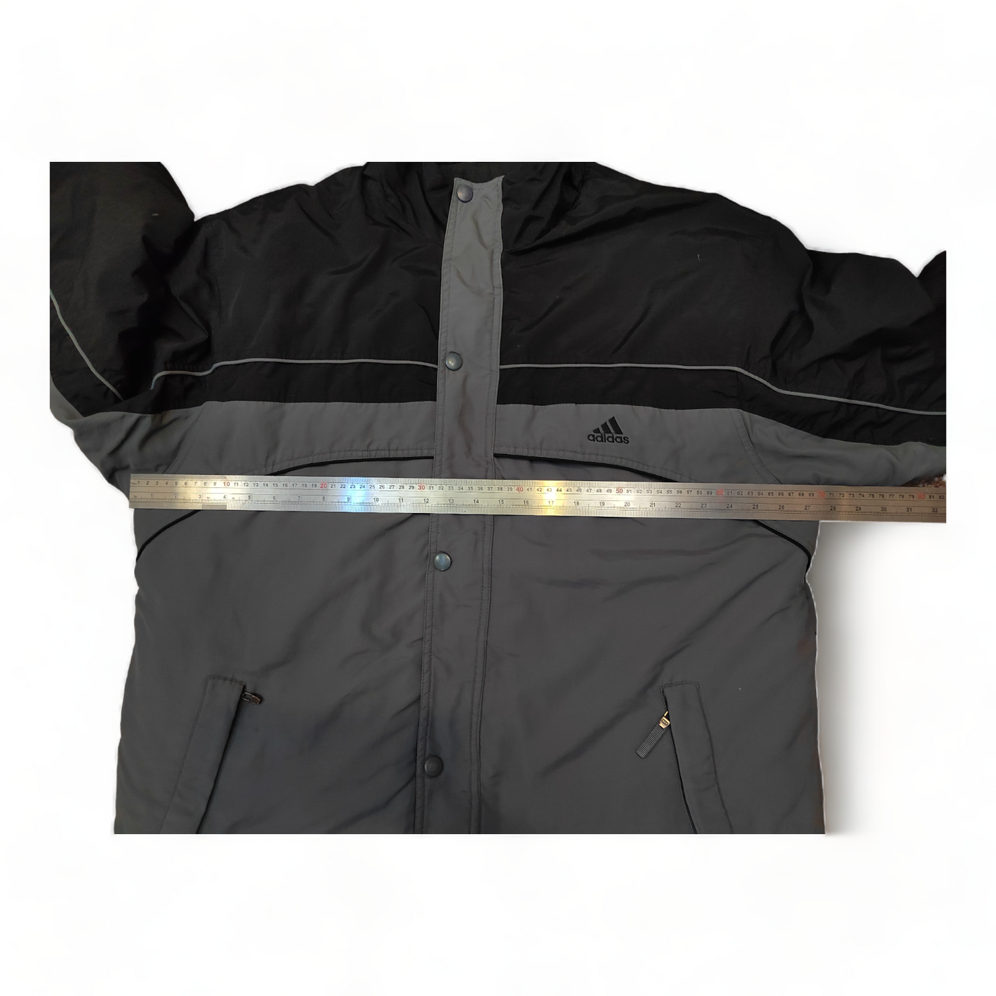 Adidas Mens Jacket XXL Black Grey Zip Up Fleece Inline Coat