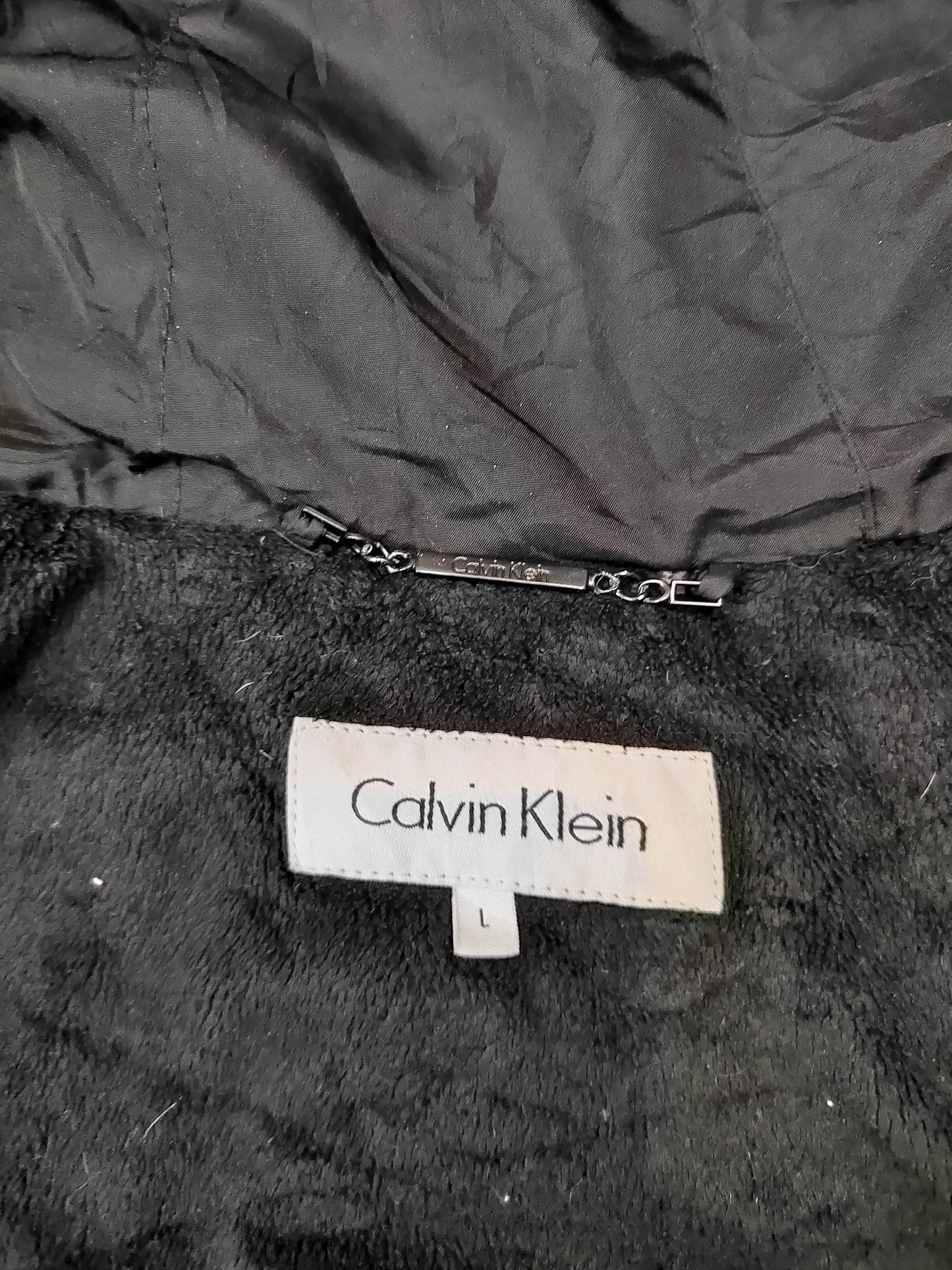 Calvin Klein Mens Jacket Large Black Zip Up Down L