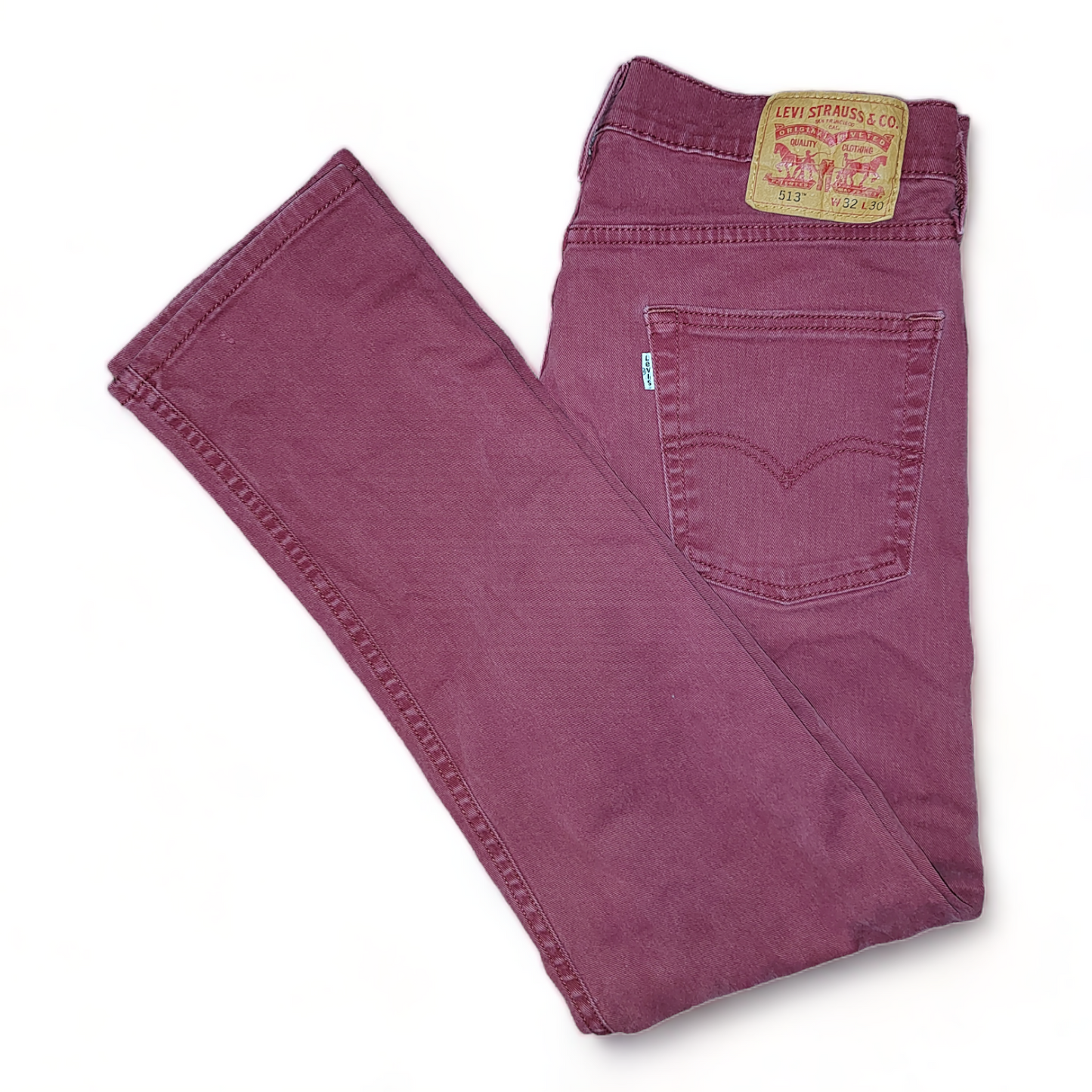 Levi 513 Mens W32 Burgundy – Slim Straight Fit – 32 x 29 - Levis