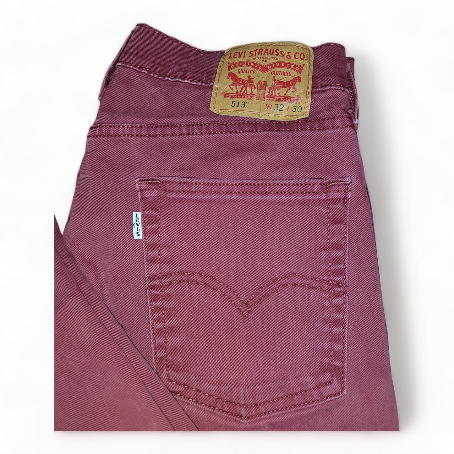 Levi 513 Mens W32 Burgundy – Slim Straight Fit – 32 x 29 - Levis