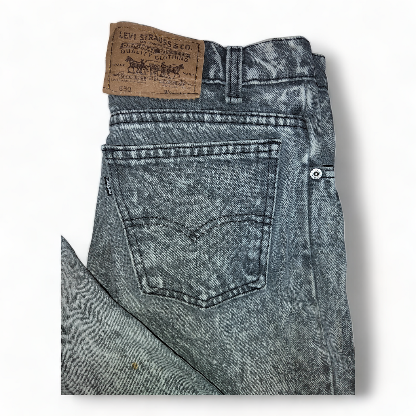 Levi 550 Mens W31 Acid Wash Grey – 31 x 30 – Relaxed Fit -   Black Label – Levis Jeans