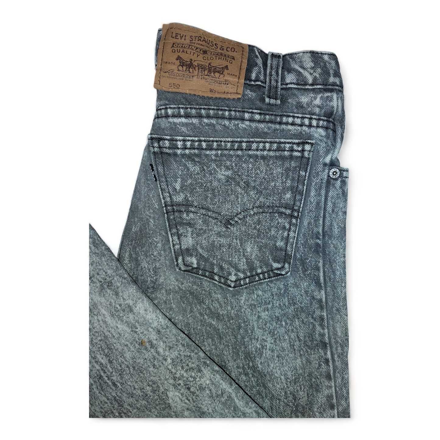 Levi 550 Mens W31 Acid Wash Grey – 31 x 30 – Relaxed Fit -   Black Label – Levis Jeans