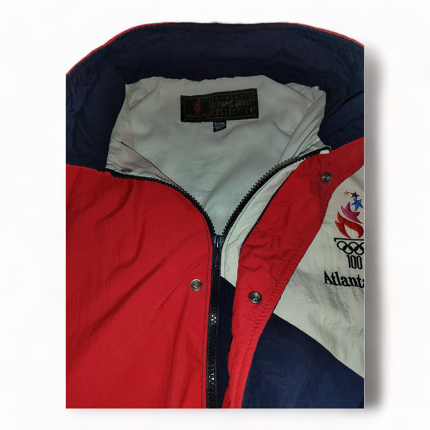 Vintage Atlanta 1996 Olympics Jacket USA Red / Navy – Baggy Windbreaker - Extra Large 90s