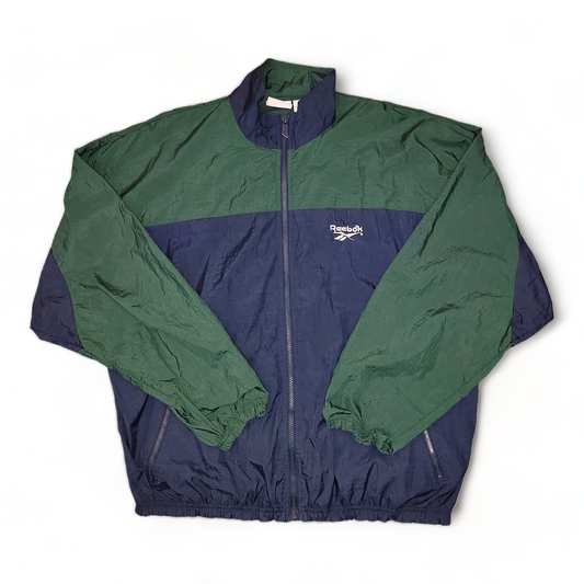 Reebok Windbreaker Mens Large Green Zip Up Baggy – 90’s Vintage