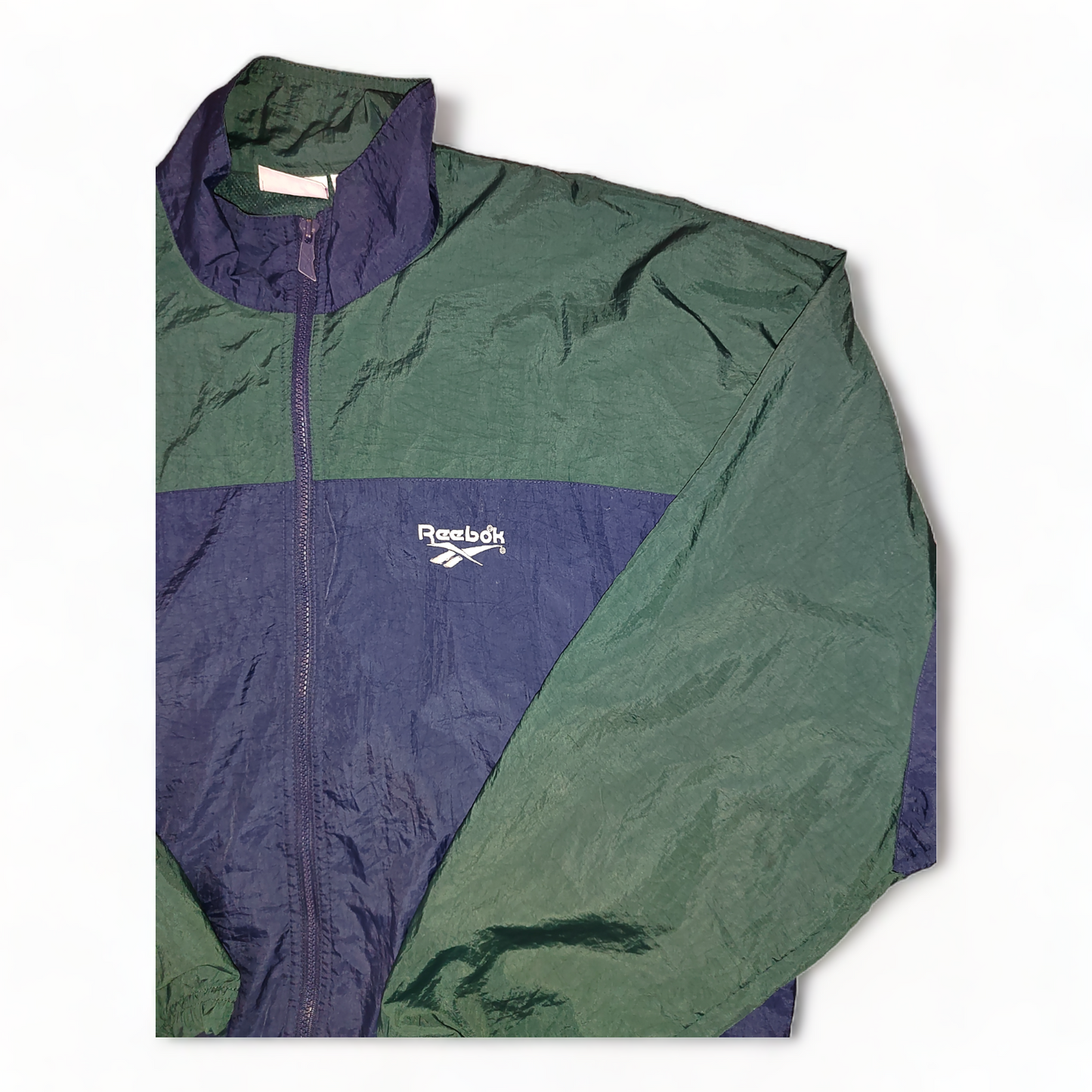 Reebok Windbreaker Mens Large Green Zip Up Baggy – 90’s Vintage