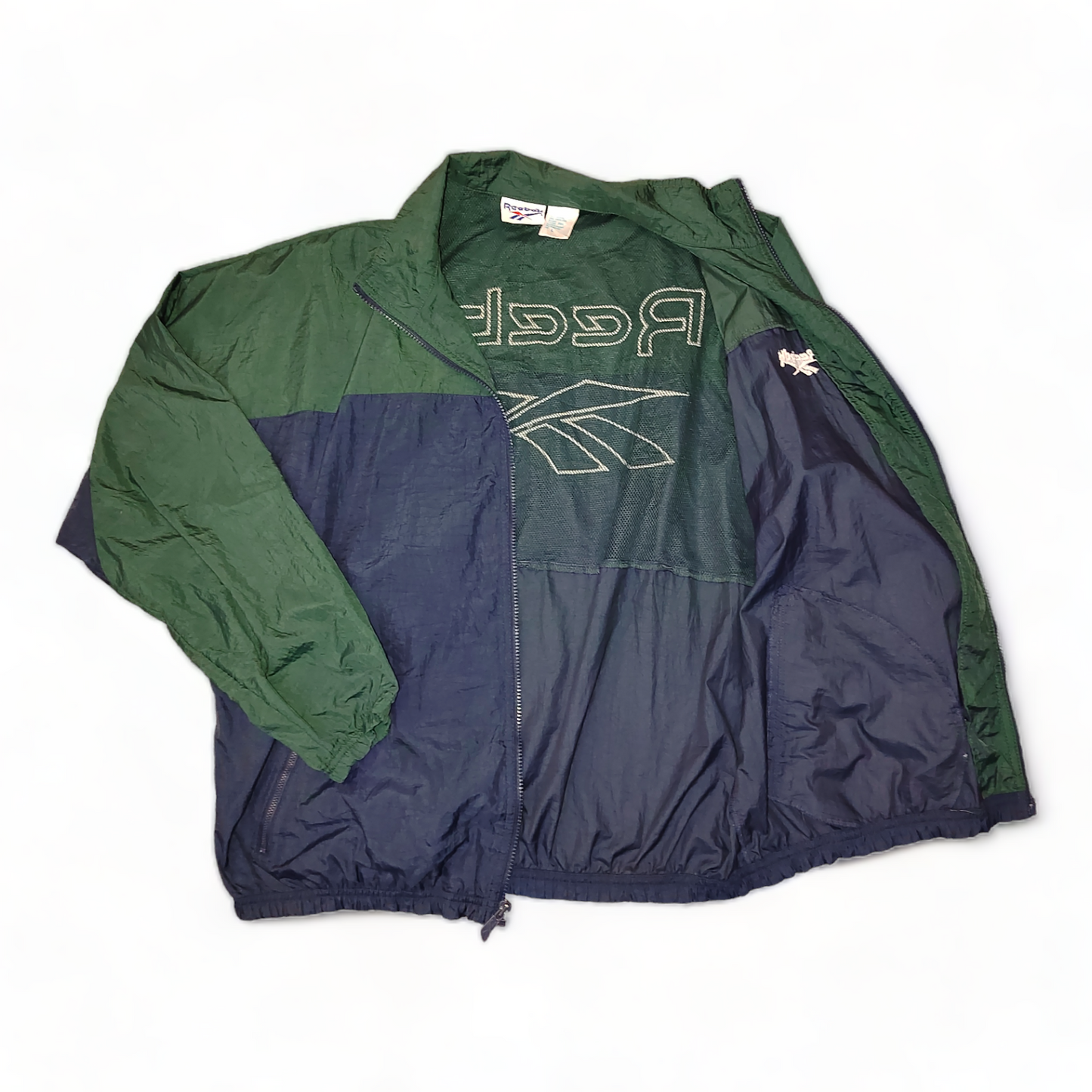 Reebok Windbreaker Mens Large Green Zip Up Baggy – 90’s Vintage