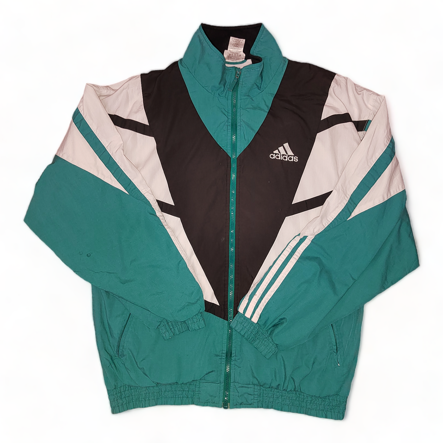 Adidas Windbreaker Mens Small Teal 90s Zip Up Jacket