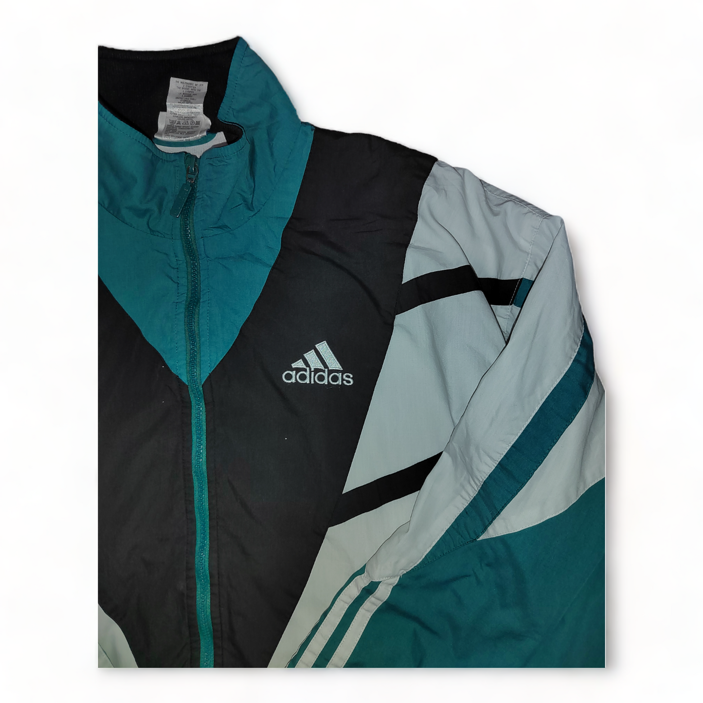 Adidas Windbreaker Mens Small Teal 90s Zip Up Jacket