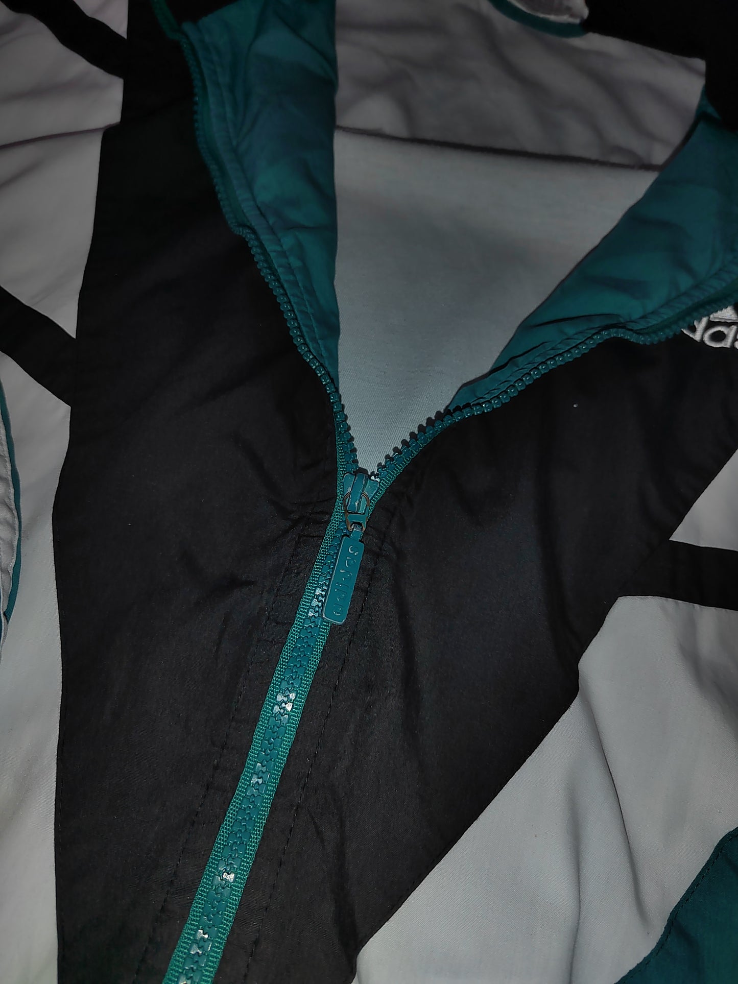 Adidas Windbreaker Mens Small Teal 90s Zip Up Jacket