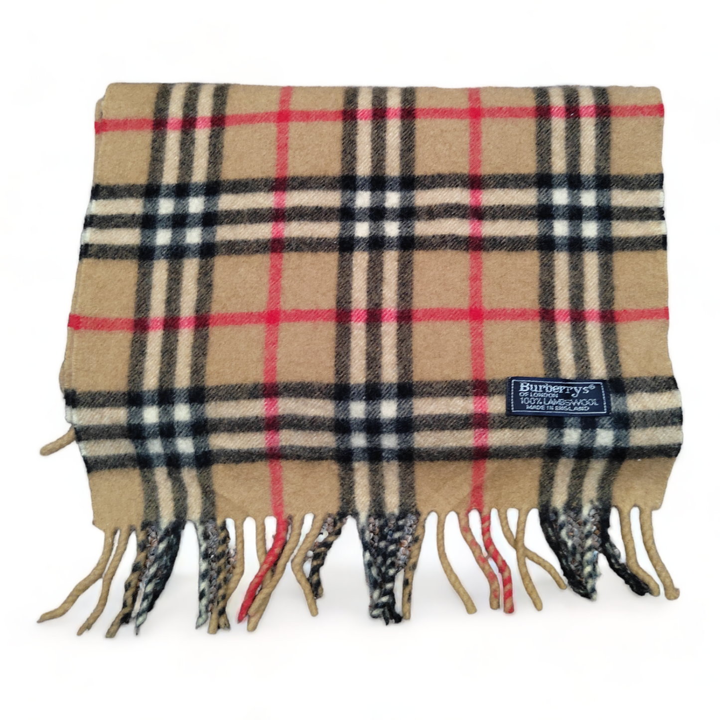 Burberry Scarf Lambswool Nova Check Beige London Made In England