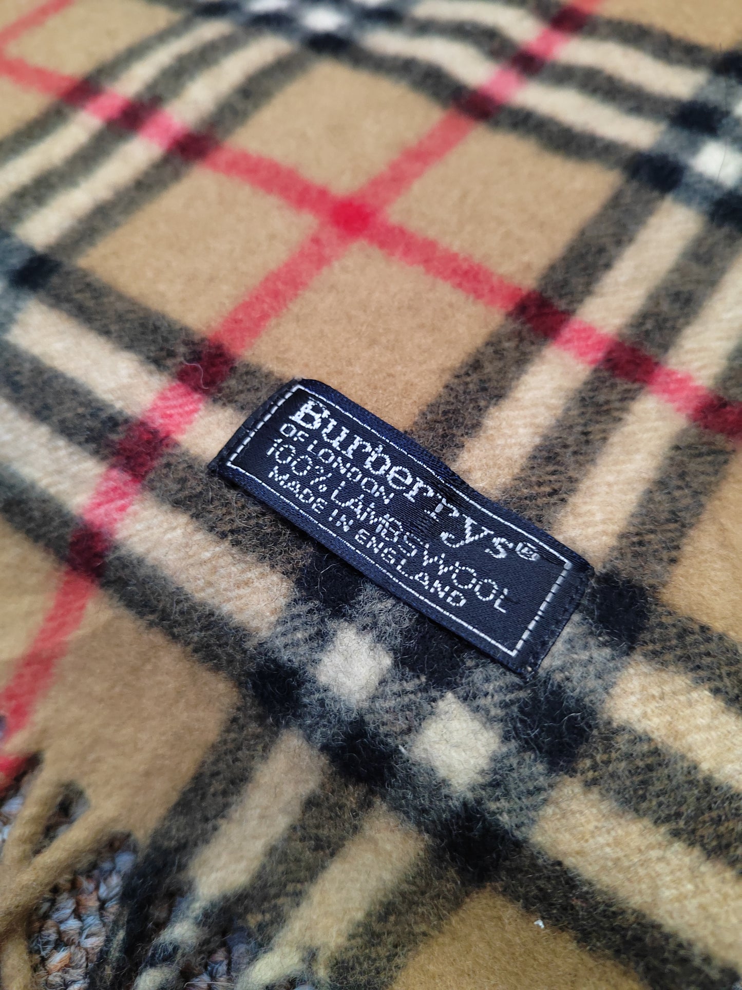 Burberry Scarf Lambswool Nova Check Beige London Made In England