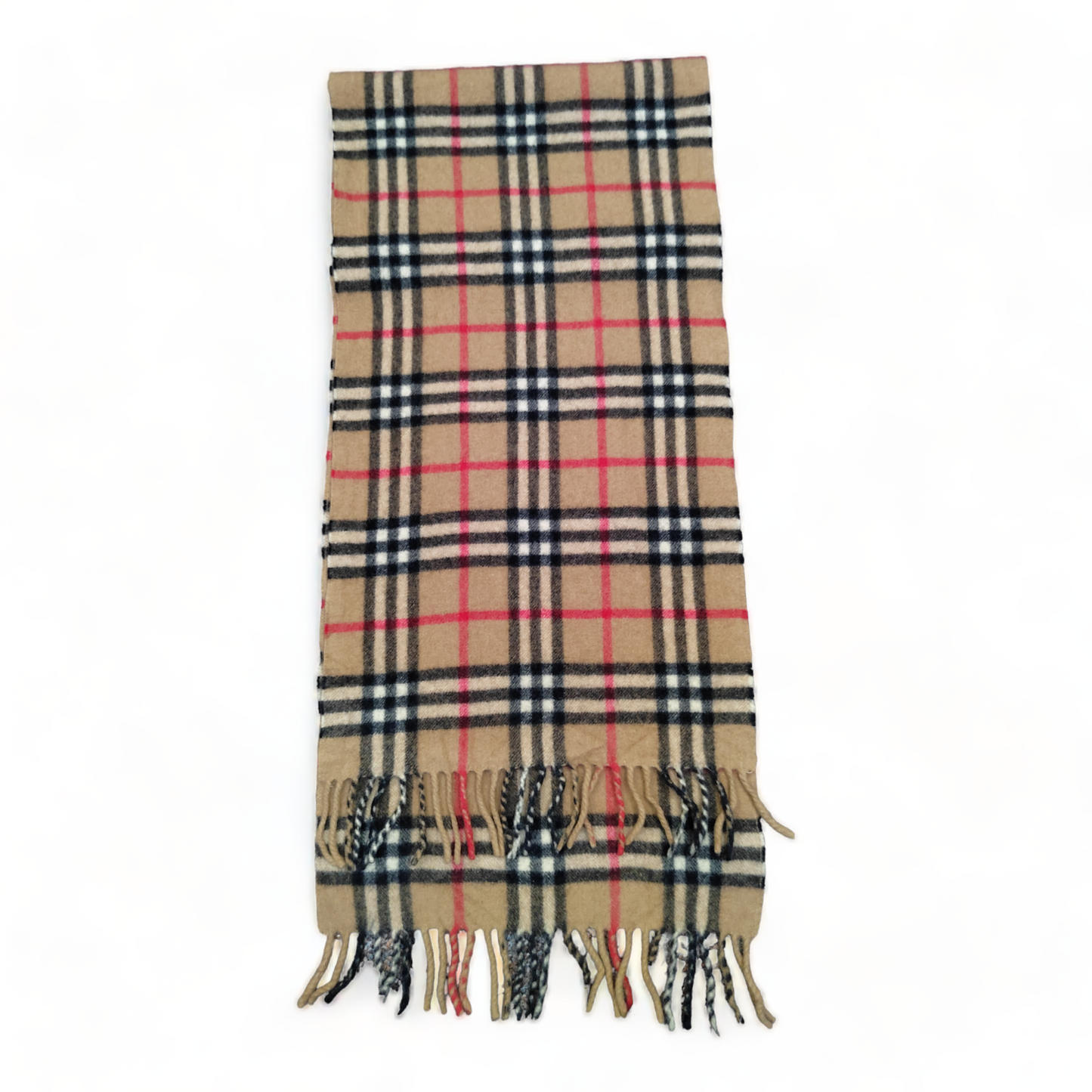 Burberry Scarf Lambswool Nova Check Beige London Made In England