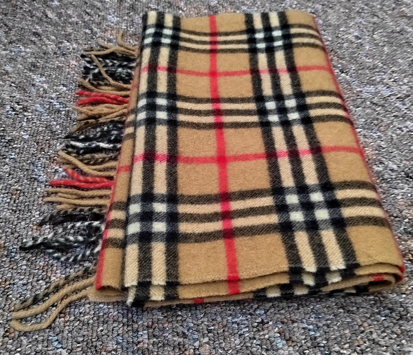 Burberry Scarf Lambswool Nova Check Beige London Made In England