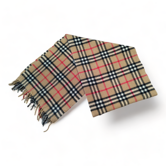 Burberry Scarf Lambswool Nova Check Beige London Made In England