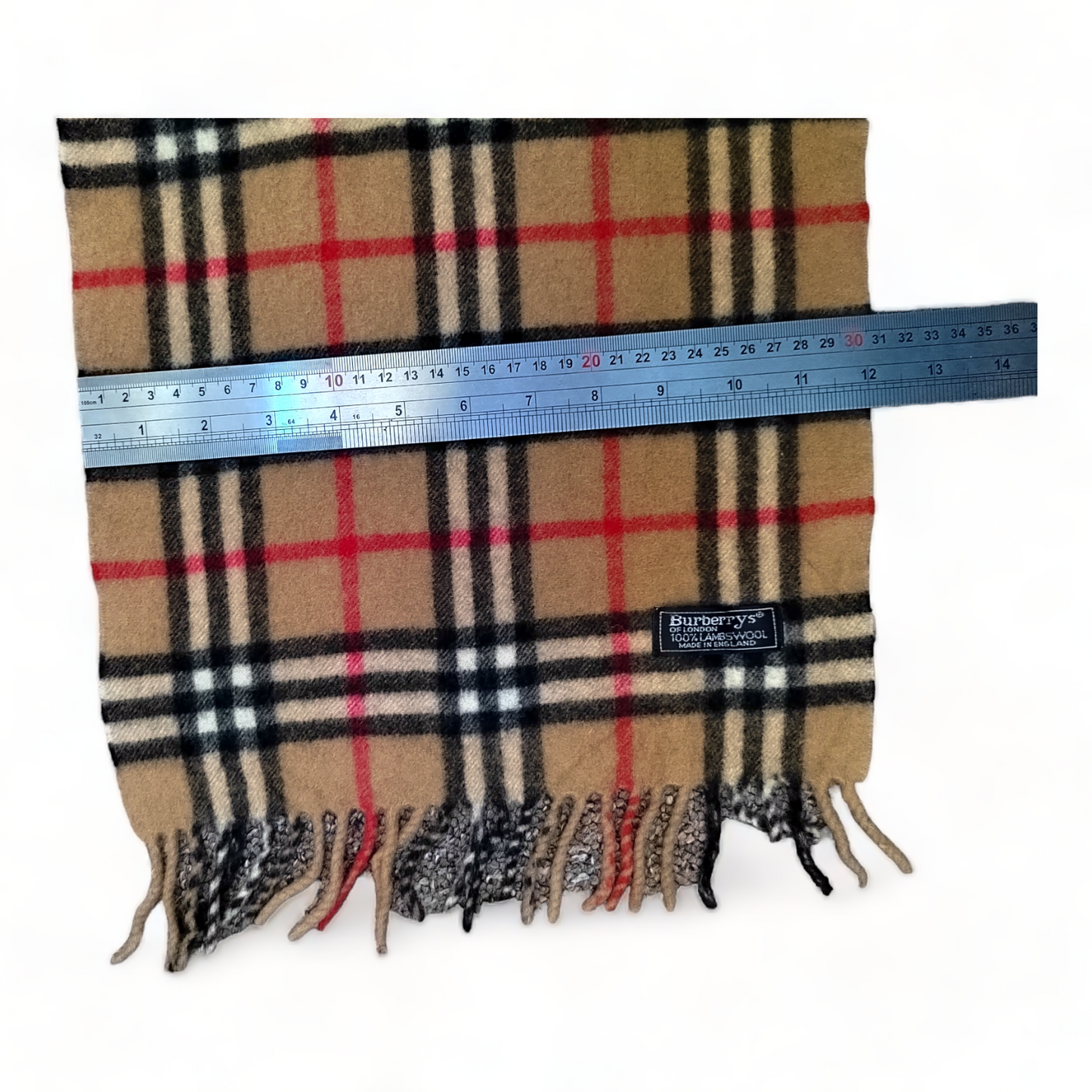 Burberry Scarf Lambswool Nova Check Beige London Made In England