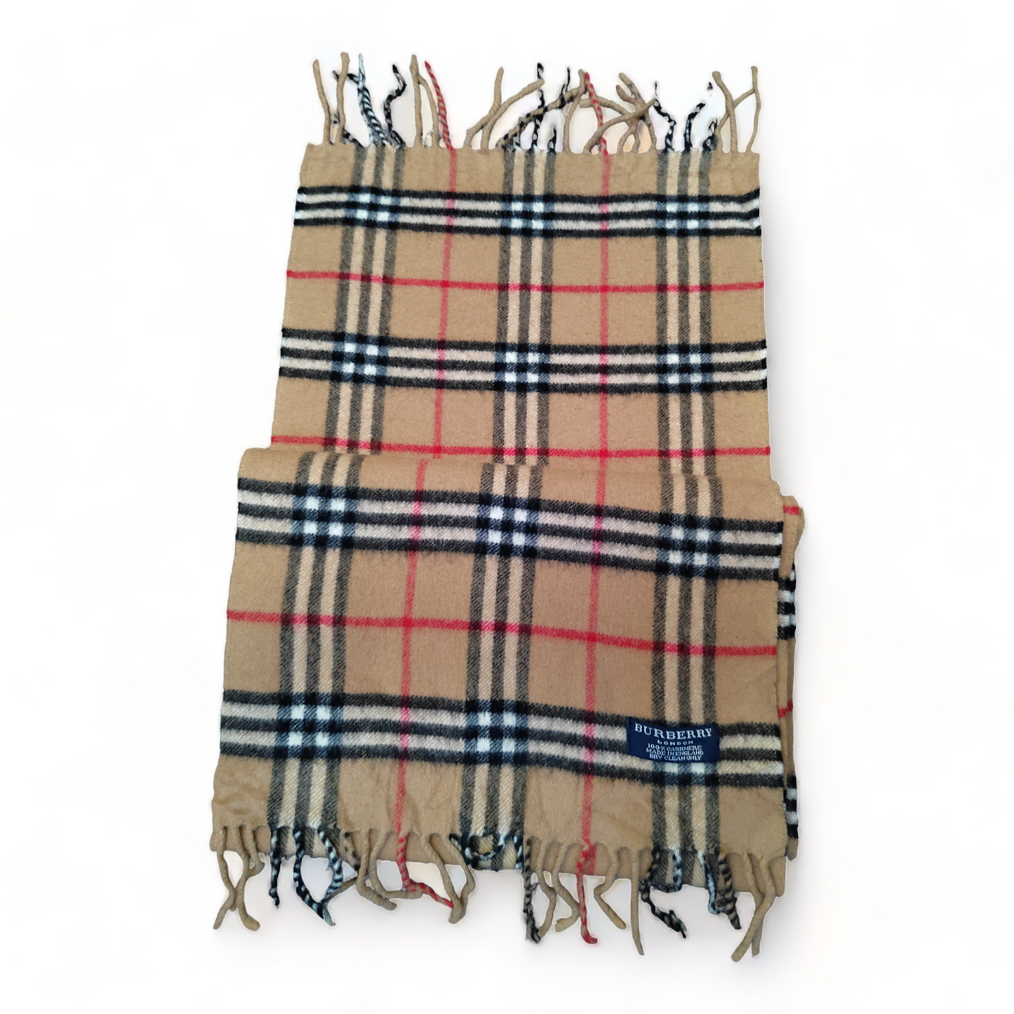 Burberry Scarf Cashmere Nova Check Beige London Made In England