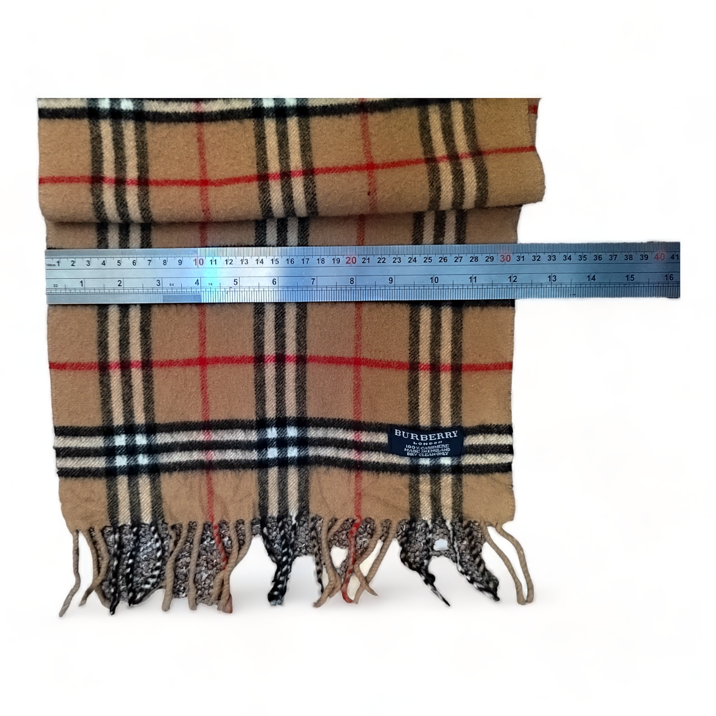 Burberry Scarf Cashmere Nova Check Beige London Made In England