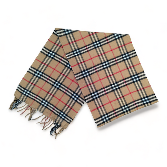 Burberry Scarf Cashmere Nova Check Beige London Made In England