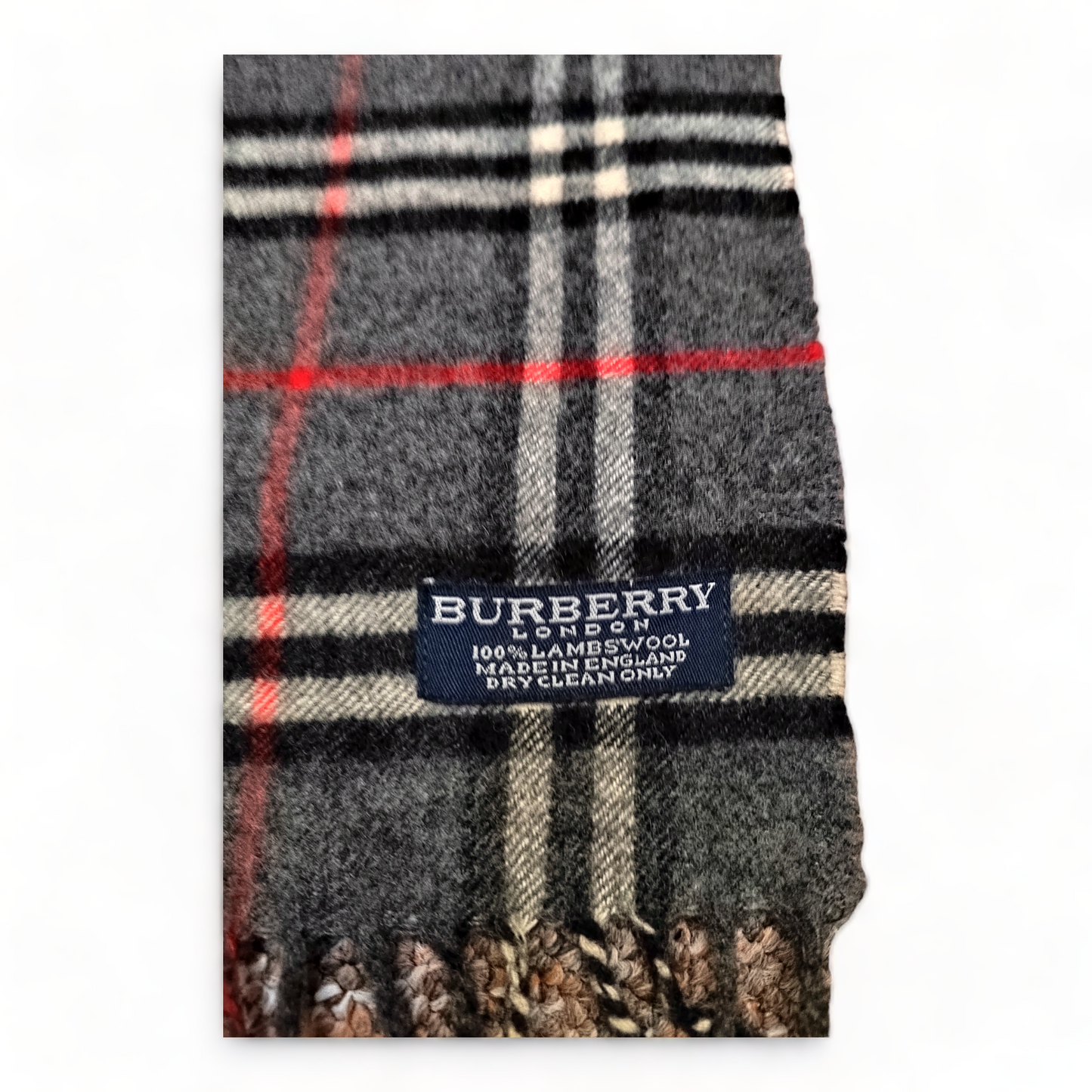 Burberry Scarf Lambswool Nova Check Grey London Made In England