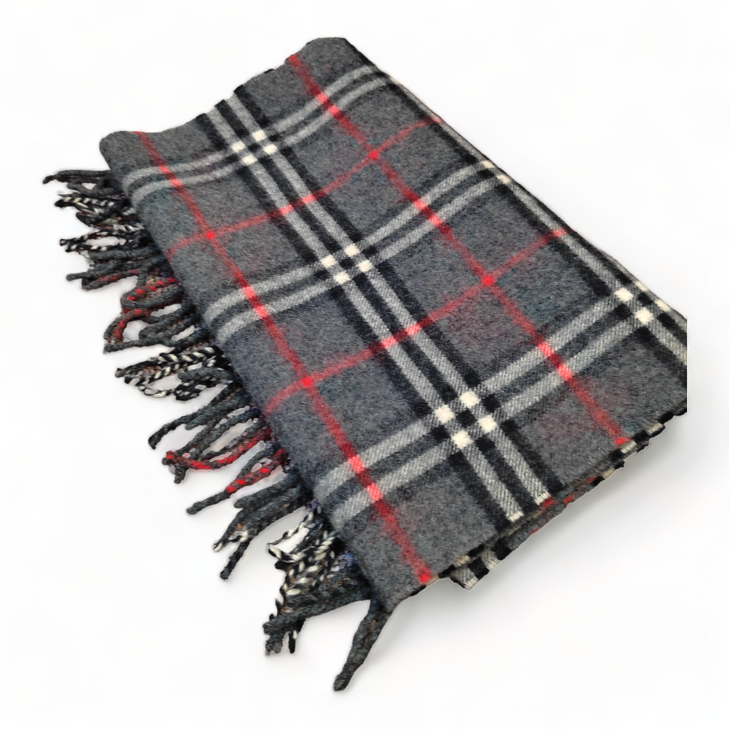 Burberry Scarf Lambswool Nova Check Grey London Made In England