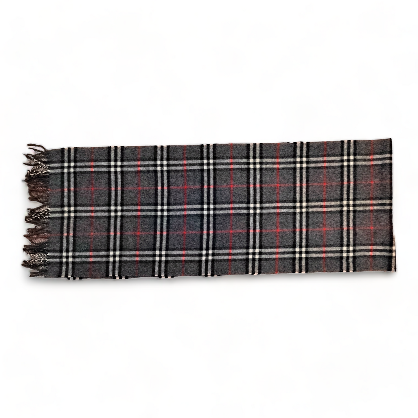 Burberry Scarf Lambswool Nova Check Grey London Made In England