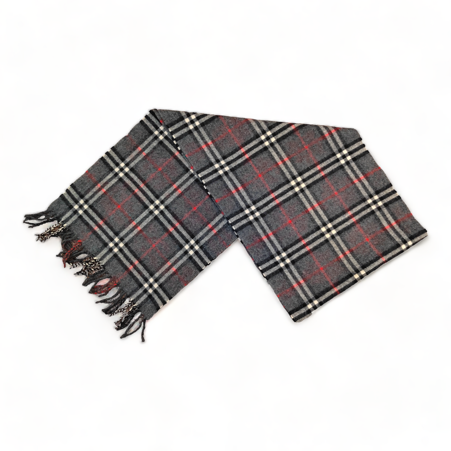 Burberry Scarf Lambswool Nova Check Grey London Made In England