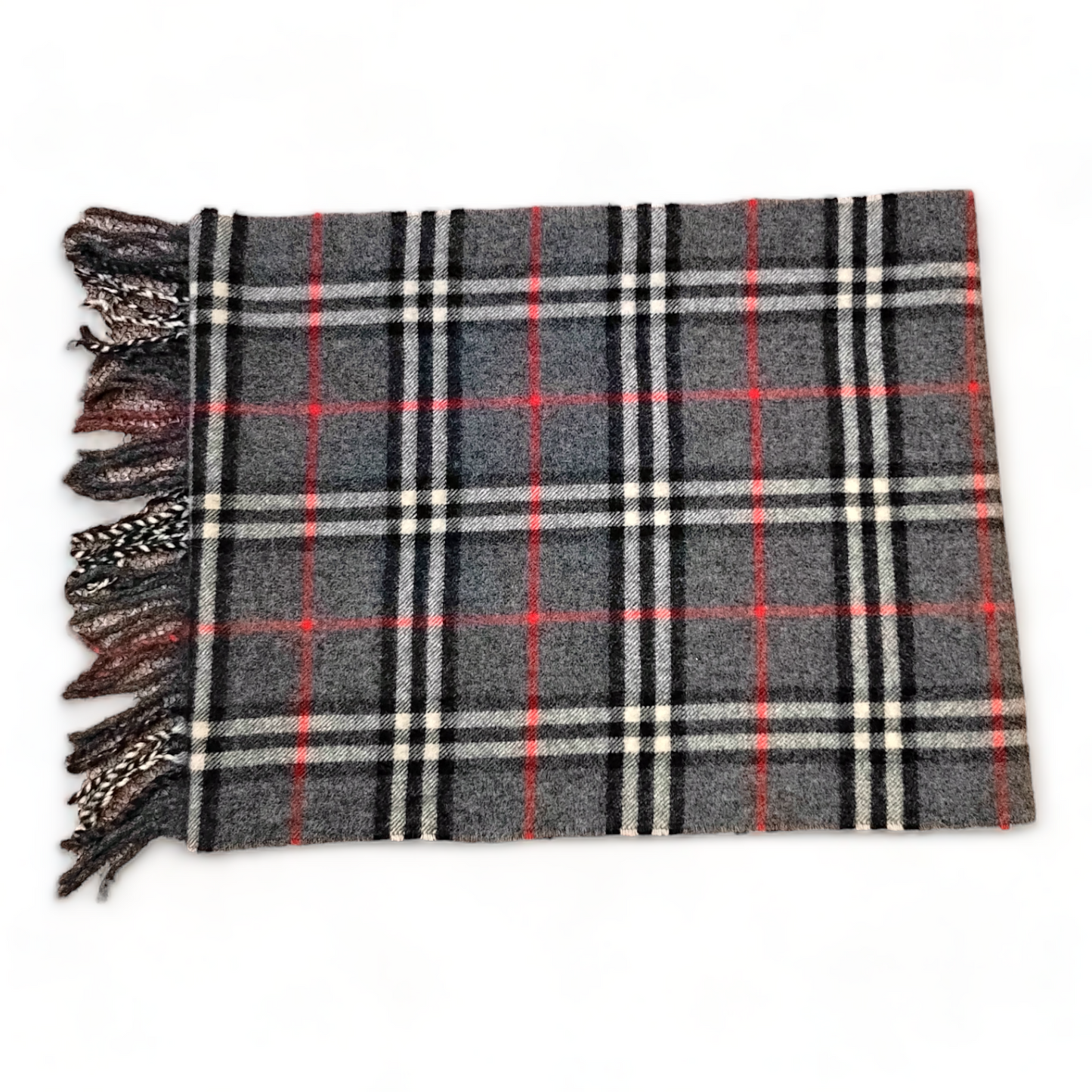 Burberry Scarf Lambswool Nova Check Grey London Made In England