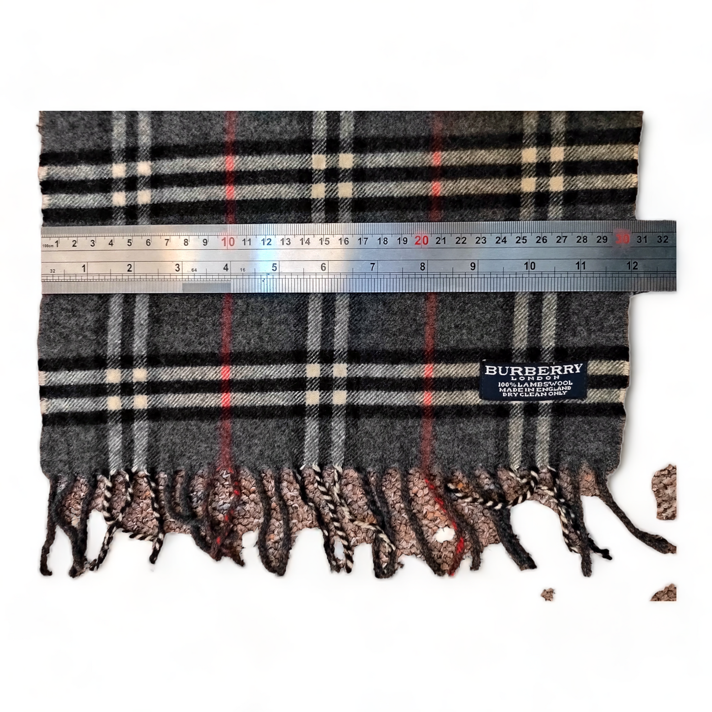 Burberry Scarf Lambswool Nova Check Grey London Made In England