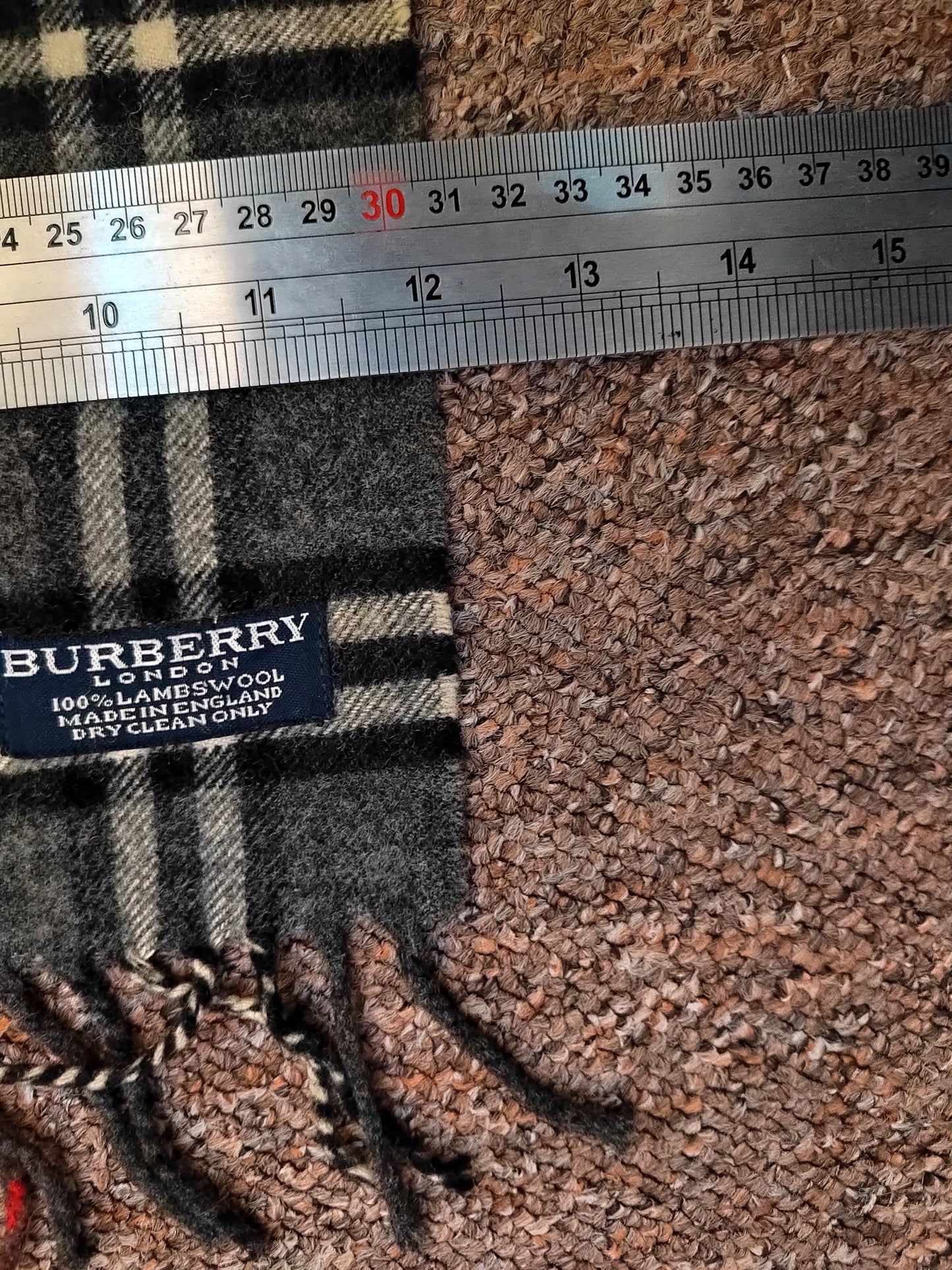 Burberry Scarf Lambswool Nova Check Grey London Made In England